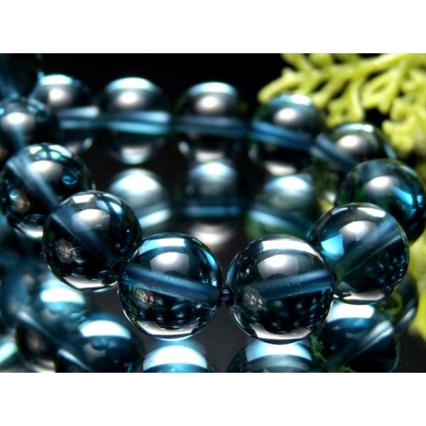 店頭展示中 過去最高品質 S級 宝石質 ロンドンブルートパーズ ブレスレット 10mm-10.5mm...