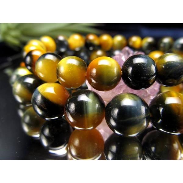 美麗5A ブルー&amp;ゴールデン ツートンカラー タイガーアイ 虎目石 ブレスレット 8mm-8.5mm...