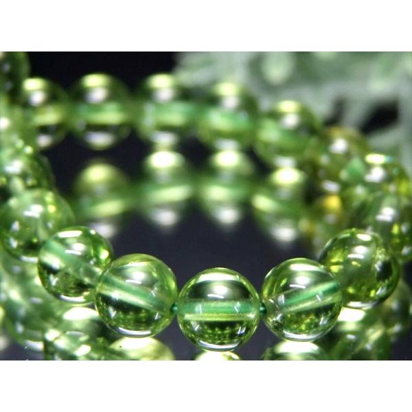 極上品質 5A ペリドット ブレスレット 6mm-6.5mm×29珠 美しく輝くオリーブグリーン 8...