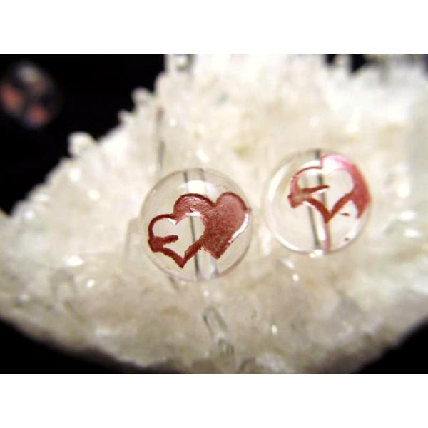 8ミリ珠 手彫り キューピッドアロー ハート 天然水晶 キューピッドハート彫り 縦穴タイプ 8mm ...