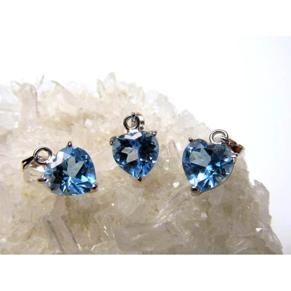 5A最高級 スイス ブルートパーズ ペンダントトップ キラキラハートカット型 縦約8-9mm SIL...