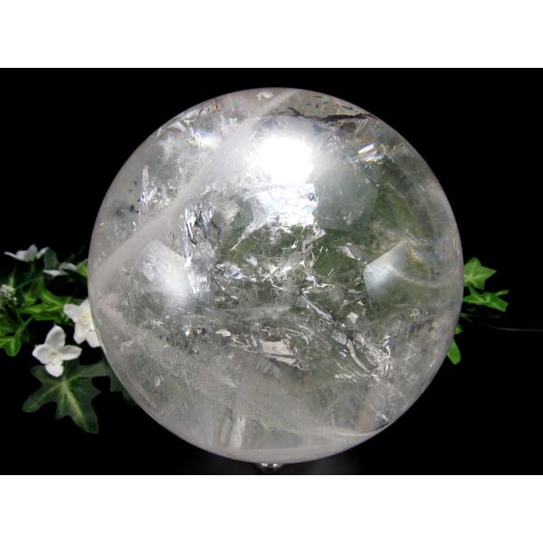 店頭展示中 全てを超える特大レインボー 巨大水晶丸玉 天然虹入り水晶 クリスタルスフィア 回転台座付...