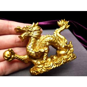 S 迫力満点 金龍モチーフ 玉持ち龍神 ドラゴ...の詳細画像2