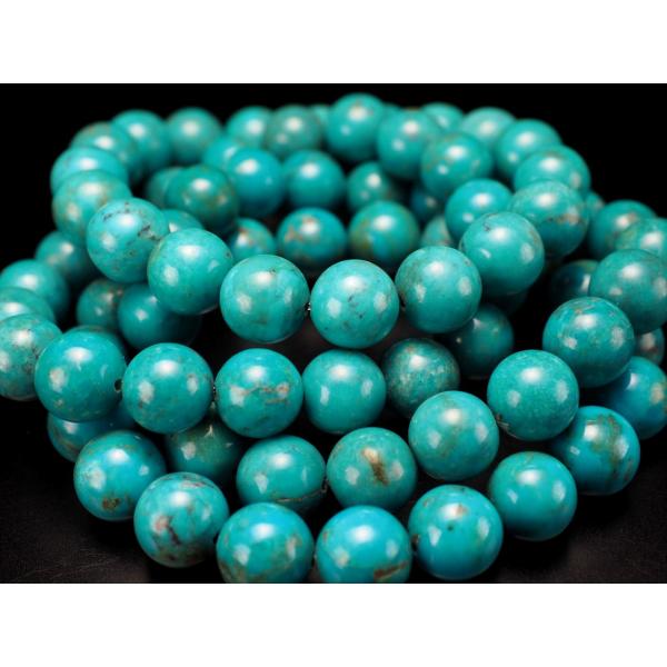 激安 2A+ 天然 ターコイズ ブレスレット 12mm-12.5mm×17珠前後 トルコ石 希少 旅...