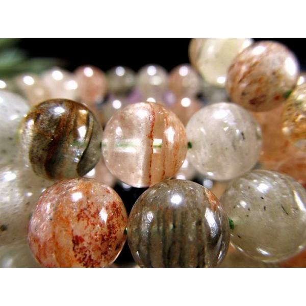 淡色MIXタイプ AA 千層ガーデンファントムクォーツ ブレスレット 12.5mm-13mm×17珠...