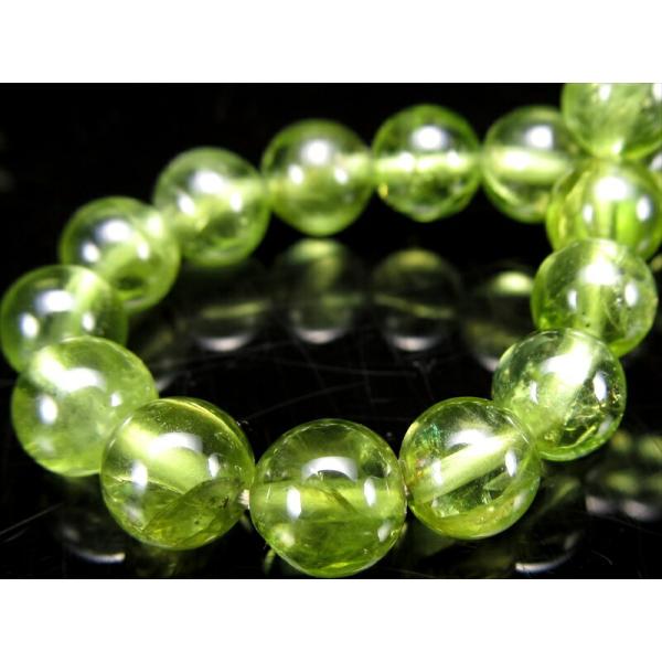 4A ペリドット かんらん石 ブレスレット 6.5mm-7mm×27珠 澄み切ったオリーブグリーン ...