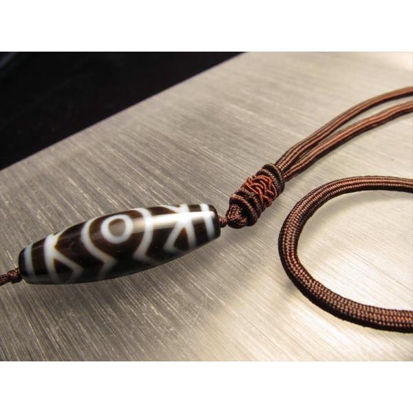 天珠 デザイン組み紐ネックレス 首周りサイズ60cm シンプルで太めのひもタイプ タイプF pa- ...