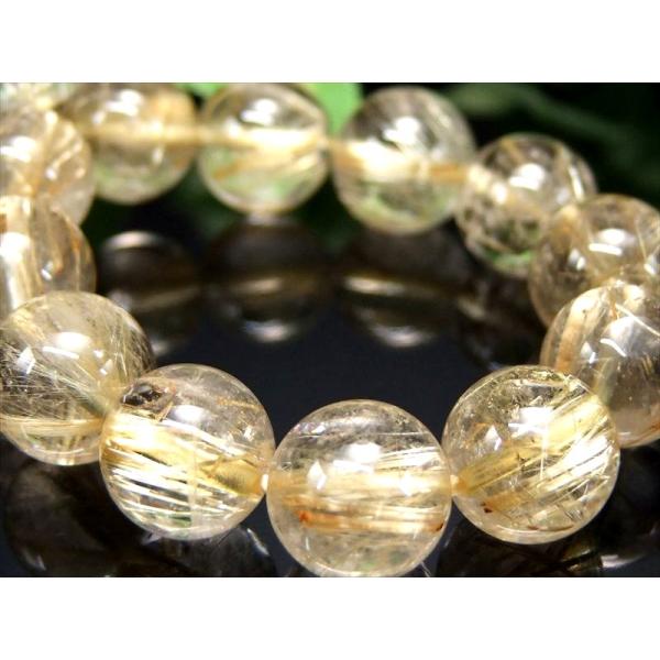 タイチン針多め 4A+ ゴールドタイチンルチルクォーツ ブレスレット 10mm-10.5mm×19珠...