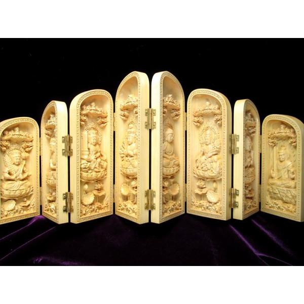 8面開き 5A極上繊細彫り 木彫り 観音 菩薩 仏像 置物 高さ約140mm 風水やインテリアに o...