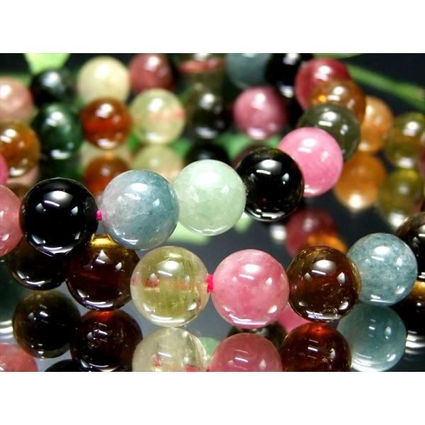 MIXトルマリン ブレスレット 8.5mm-9mm×22珠前後 濃淡様々 人気のピンクトルマリン入り...
