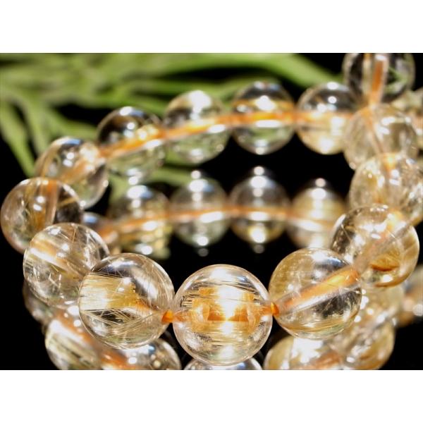 理想的なバランス 4A 透明感×繊細金針 ゴールドルチル クォーツ ブレスレット 7mm-7.5mm...