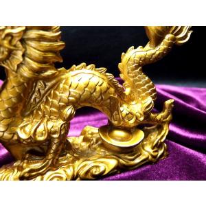 M 迫力満点 金龍モチーフ 玉持ち龍神 ドラゴ...の詳細画像3