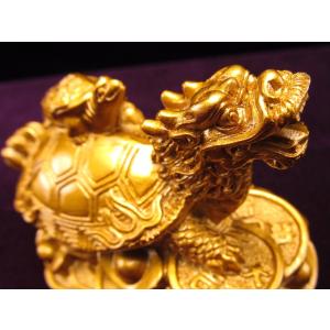 財運を高める瑞獣 サーペンティン 龍亀 ロングイ 彫刻置物 350g