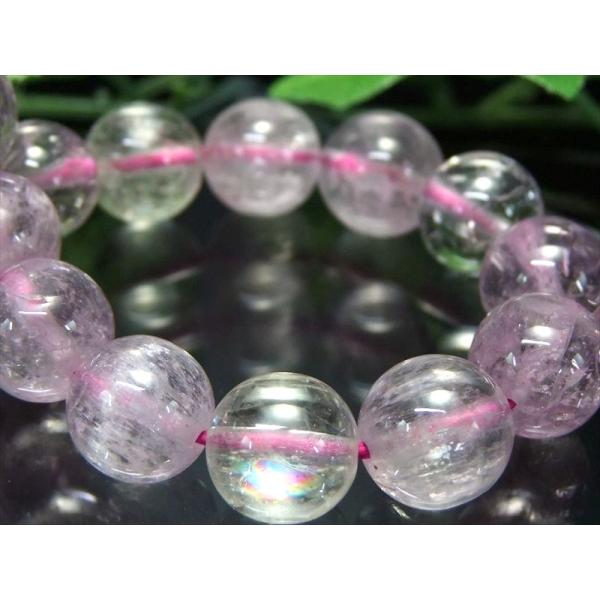 激レア・くっきり虹入り 5A クンツァイト ブレスレット 10mm-10.5mm×19珠 きらりと目...