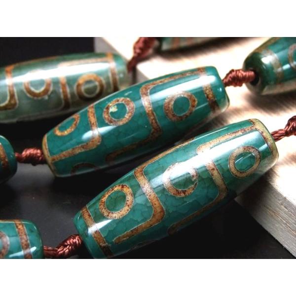 龍の鱗模様 九眼緑龍紋天珠(くがんりゅうもんてんじゅ) 連 一連8個付き サイズ：38mm-40mm...