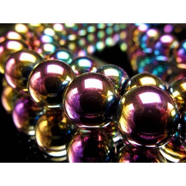 激安宣言 虹色光沢が美しい 約8mm珠 ヘマタイト 赤鉄鉱 レインボーカラー 一連 約37-39cm...