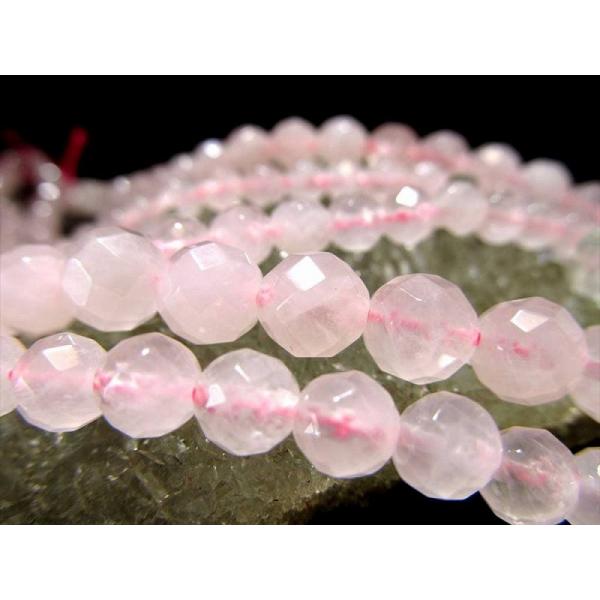 激安宣言 64面カット 約12mm珠 ローズクォーツ 紅水晶 一連 約37-39cm カット ブラジ...