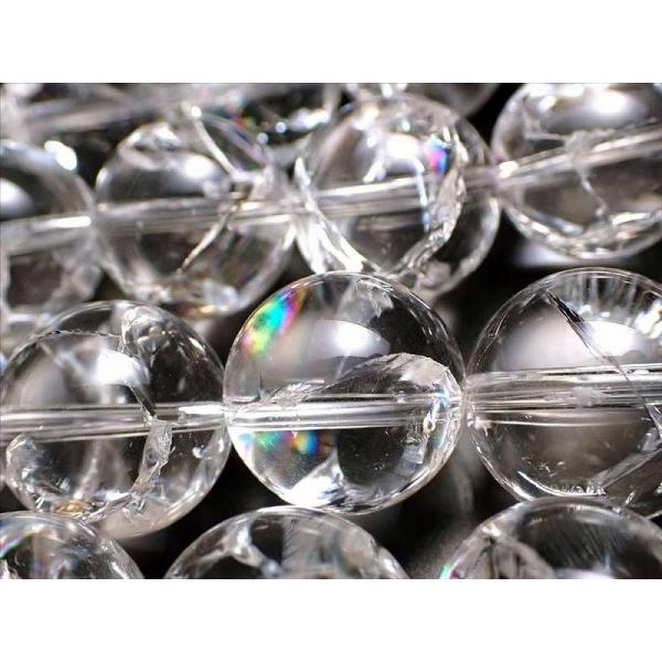 AAA 極上 透明天然水晶使用 14mm-14.5mm珠 アイリスクォーツ クラック入り水晶 一連約...