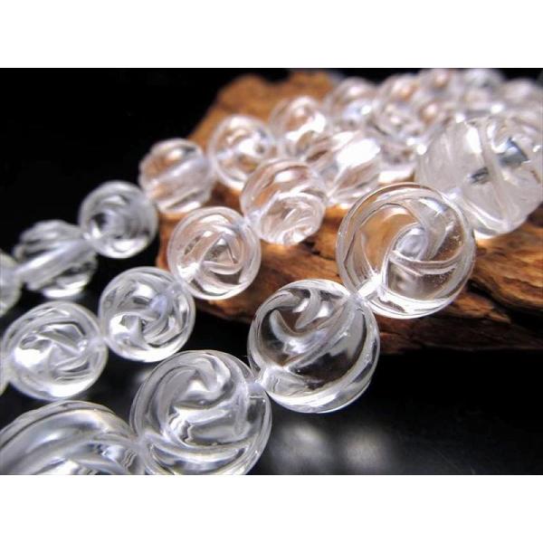 激安宣言 薔薇カット 約6mm珠 天然水晶 クリスタル 一連 約37-39cm バラカット ブラジル...