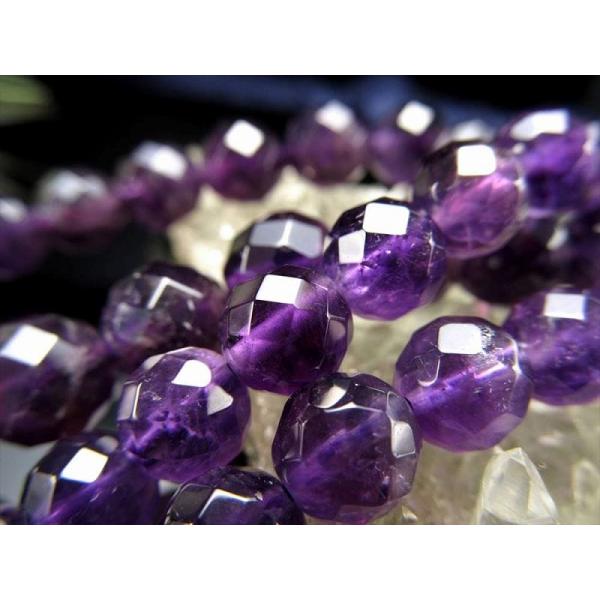 激安宣言 約6mm珠 64面カット アメジスト 一連 約37-39cm 一連破格 紫水晶 極上 天然...