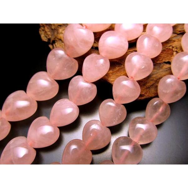 ハート型 14mm ローズクォーツ 紅水晶 一連 約38-40cm ブラジル産 rn-p パワースト...