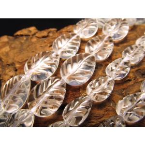 葉っぱ型 縦約11mm 天然水晶 クリスタル 一連 約38-40cm リーフカット ブラジル産 rn...