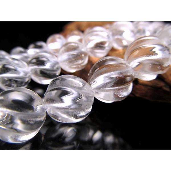 激安宣言 波カット 約6mm珠 天然水晶 クリスタル 一連 約38-40cm ウェーブ型 ブラジル産...