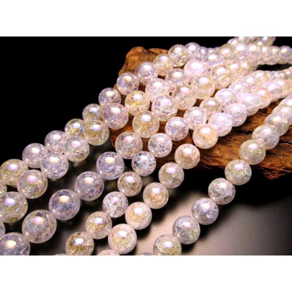 10mm珠 レインボー水晶 爆裂水晶 オーラタイプ 一連 約38-40cm rn-p