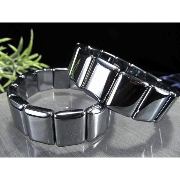 テラヘルツ鉱石 バングル ブレスレット Lサイズ W=18mm×15珠 プレートカット シンプルデザ...