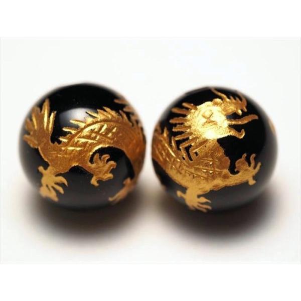 手彫り秀逸 金塗り オニキス金龍 10mm 1珠 オニキス金龍 ドラゴンボール tu-p