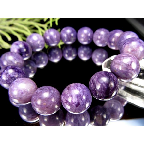 3A 濃厚発色 チャロアイト チャロ石 ブレスレット 14mm-14.5mm×16珠 妖艶マーブル ...