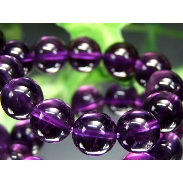 入手困難なウルグアイ産 4A+ アメジスト 紫水晶 ブレスレット 約9mm-9.5mm×21珠 透明...