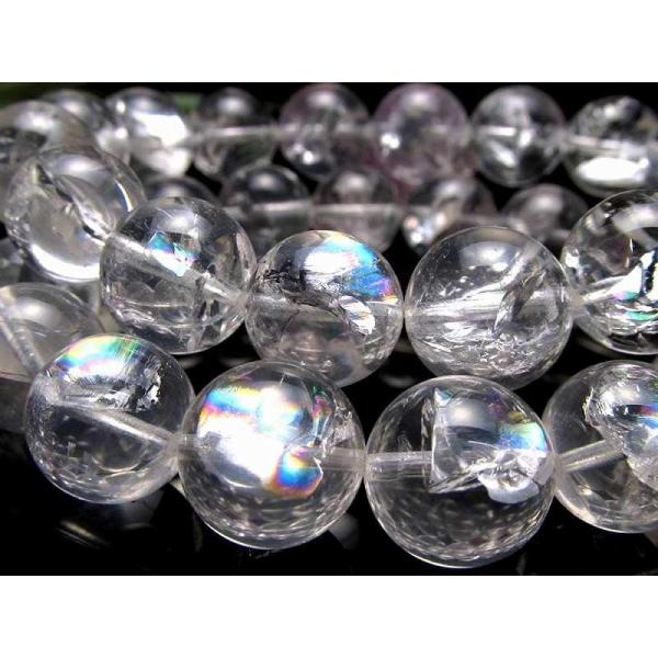透明感抜群 アイリスクォーツ（虹入り水晶）ブレスレット 10mm-10.5mm×19珠前後 万能のパ...