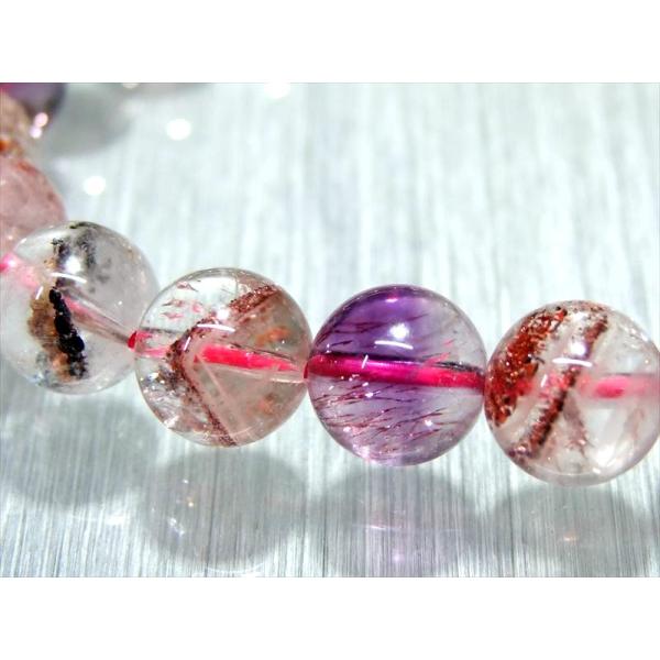 店頭展示中 金属光沢有り・たっぷり内包物 5A スーパーセブン ブレスレット 9mm-9.5mm×2...