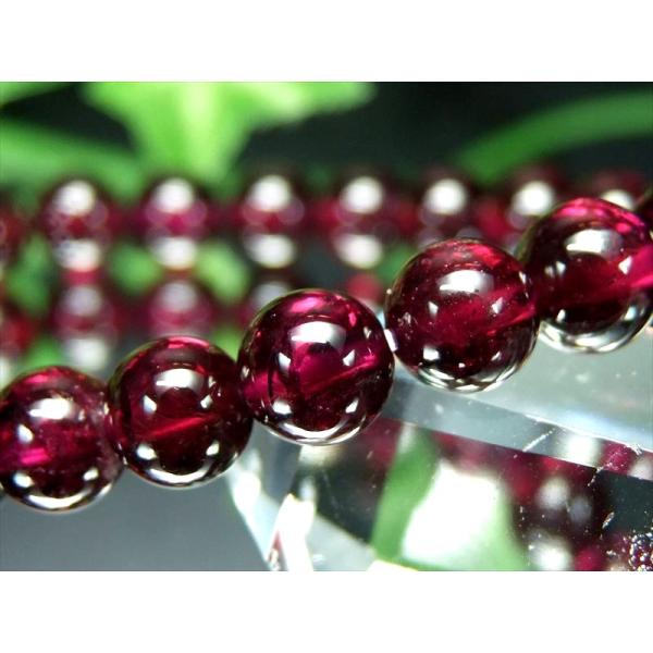 美しいワインレッドパープル 4A+ ロードライト ガーネット ブレスレット 7.5mm-8mm×24...