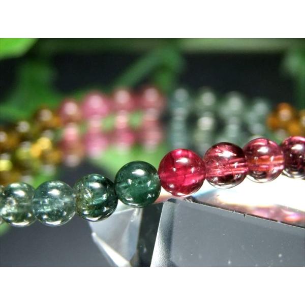 宝石ルベライト S級 超透明 MIXトルマリン 電気石 ブレスレット 5mm-5.5mm×37珠 心...