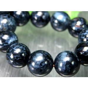 希少 5A ブルーピーターサイト ブレスレット 12.5mm-13mm×17珠 極上マーブルブルー テンペストストーン 嵐の石 自然の造形美 1点もの ナミビア産