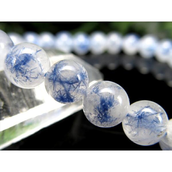 水晶に咲く群青の花 4A デュモルチェライト イン クォーツ ブレスレット 6mm-6.5mm×29...