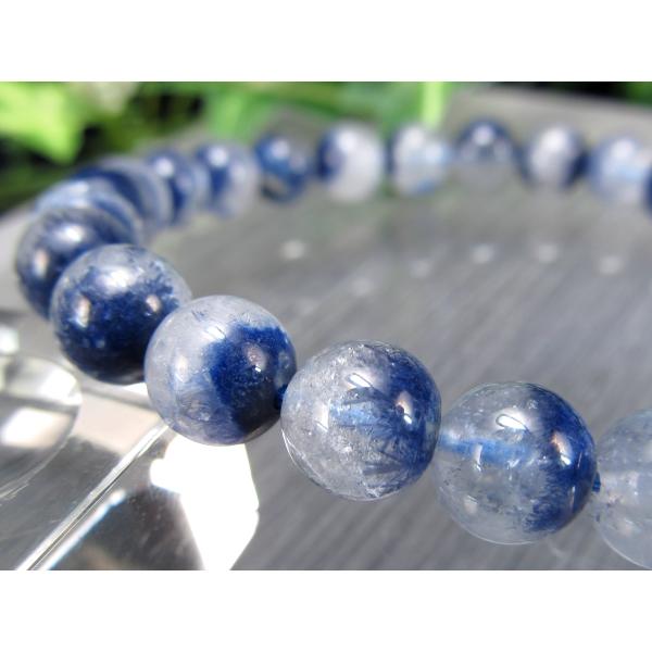 美しいブルー結晶 5A デュモルチェライト イン クォーツ ブレスレット 7.5mm-8mm×25珠...