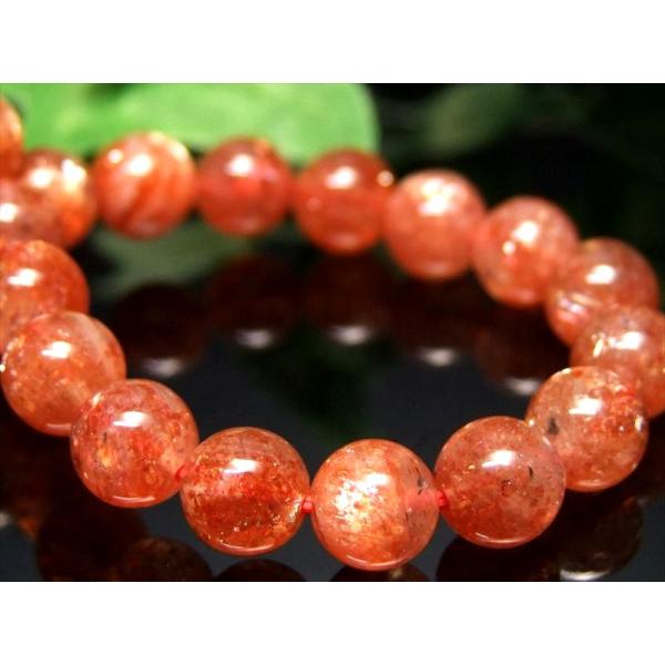 濃色オレンジ 3A+ サンストーン ブレスレット 6.5mm-7mm×26珠 太陽神の象徴 たっぷり...