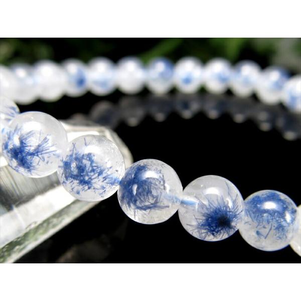 白地に映える深い瑠璃色 4A デュモルチェライト イン クォーツ ブレスレット 6mm-6.5mm×...