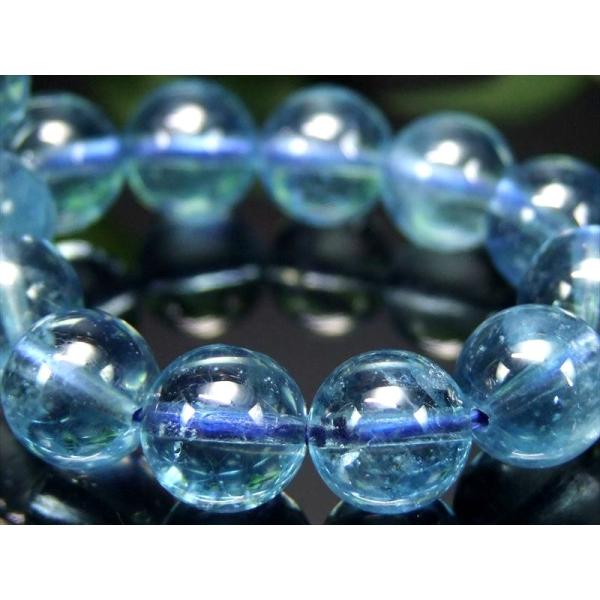 店頭展示中 超透明 濃い 5A アクアマリン ブレスレット 9mm-9.5mm×21珠 内径 17....