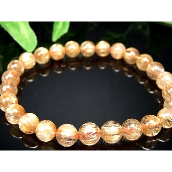 束状タイチン針多め 4A+ タイチン ゴールドルチル ブレスレット 7mm-7.5mm×26珠 ギラ...