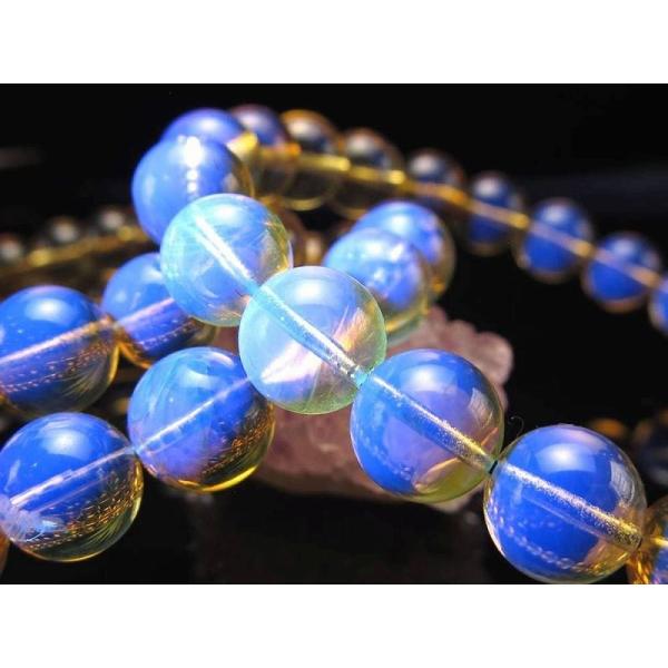 希少メキシコ産 3A+ ブルーアンバー ブレスレット 7mm×25珠前後 青に煌めくブルーアンバー ...