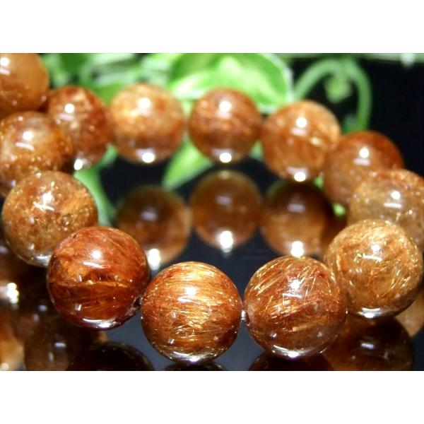 3種のルチル ゴールド&amp;ブラウン&amp;ブロンズ MIXルチルクォーツ ブレスレット 11mm-12ミリ×...