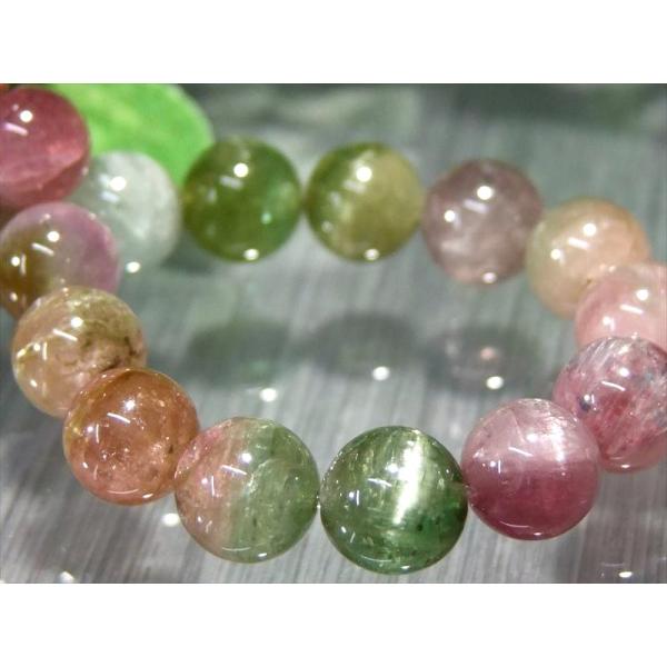今回の大当たり 超透明 4A+ キャッツアイ MIXトルマリン ブレスレット 8.5mm-9mm×2...