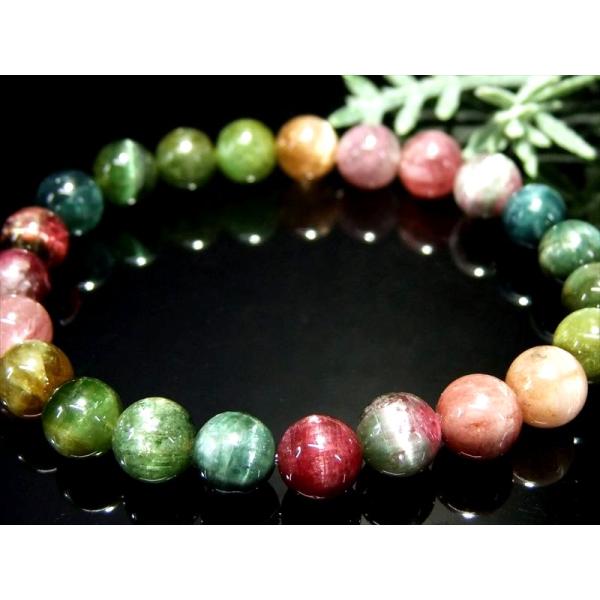 店頭展示中 4A+ キャッツアイ MIXトルマリン ブレスレット 8mm-8.5mm×23珠 シック...