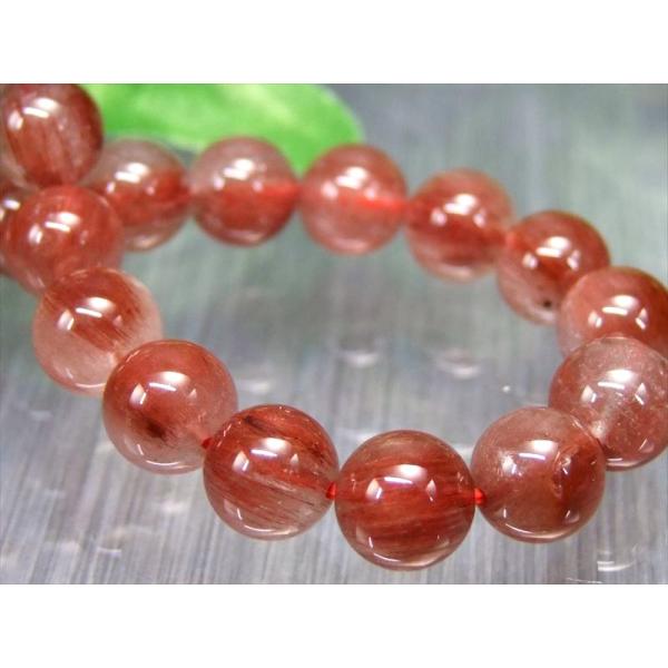 濃色レッドブラウンカラー 3A レッドルチルクォーツ ブレスレット 8mm-8.5mm×23珠 透明...