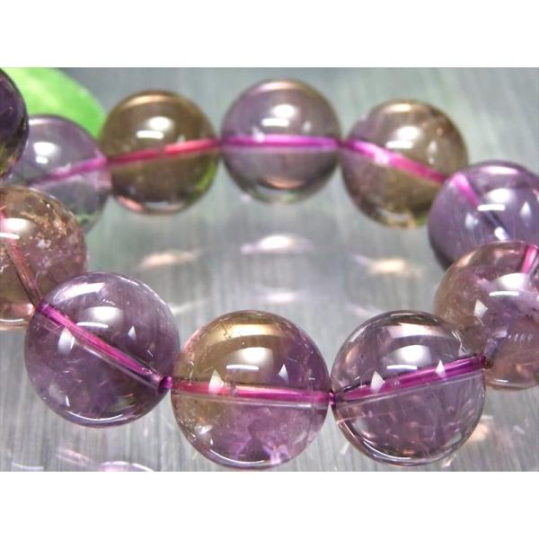 店頭展示中 くっきりバイカラー 虹入り 4A アメトリン ブレスレット 13.5mm×16珠 美しい...