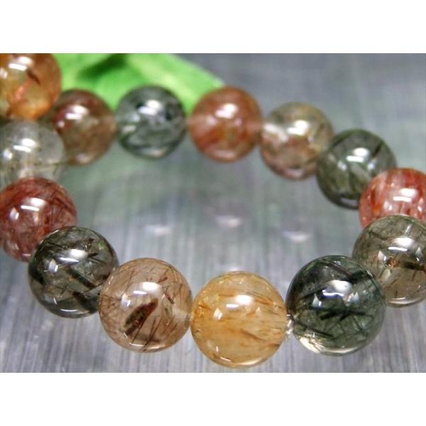 店頭展示中 3A MIXルチルクォーツ ブレスレット 約9mm×21珠 秋を閉じ込めた針の芸術品 高...